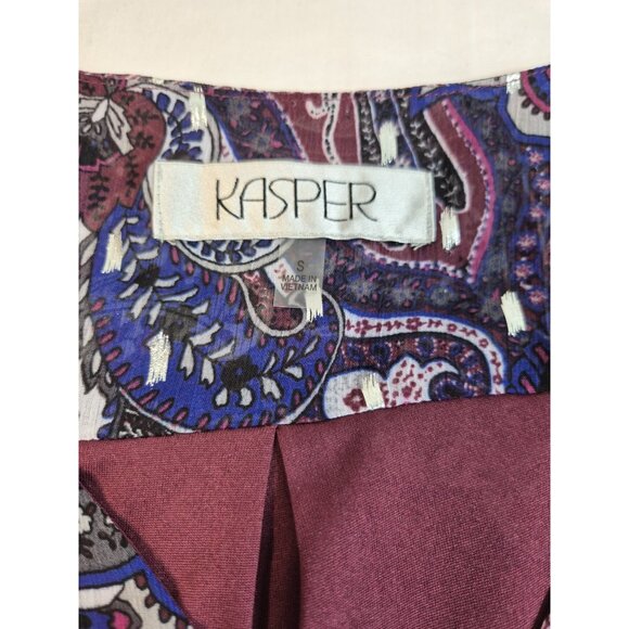 KASPER Women's Top Size S Sleeveless VNeck Paisley Print Tunic Eggplant Multi 24 - Picture 5 of 10